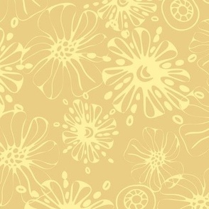 Nimbus hand drawn floral | Lemon Meringue Damask Yellow |  12 inch