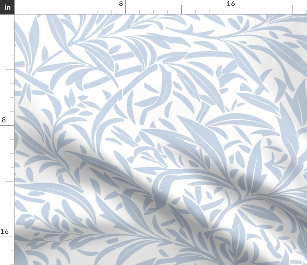 Abstract willow leaves off white on a light blue - large scale