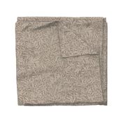 Abstract willow leaves in shades of neutral beige on a darker earthy brown beige - medium scale