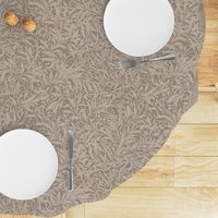 Abstract willow leaves in shades of neutral beige on a darker earthy brown beige - medium scale