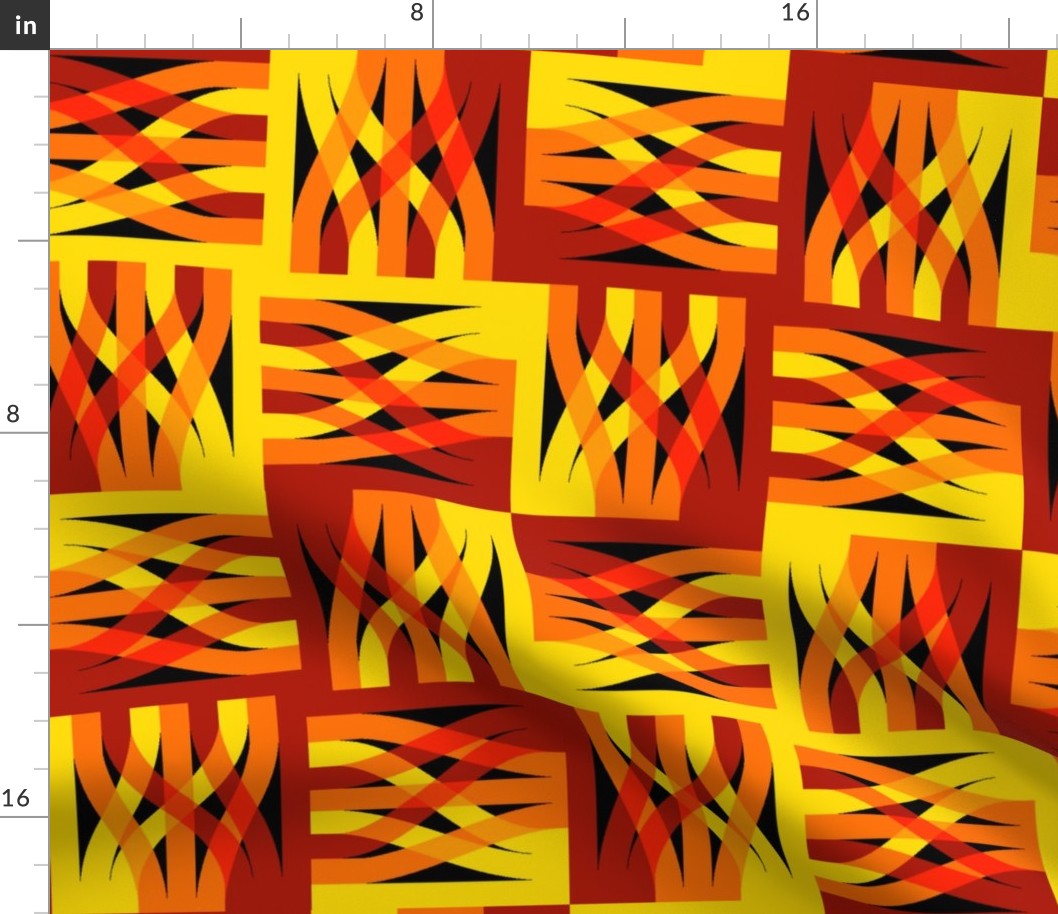 Sankey Diagram Checkerboard, Warm Colors