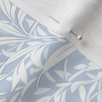Abstract willow leaves off white on a light blue - medium scale