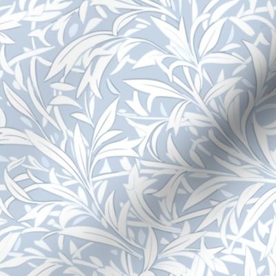 Abstract willow leaves off white on a light blue - medium scale