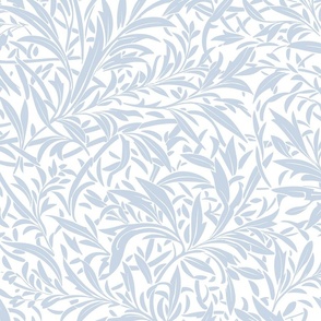 Abstract willow leaves off white on a light blue - medium scale