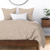 Abstract willow leaves in shades of neutral beige on a darker earthy brown beige - large scale