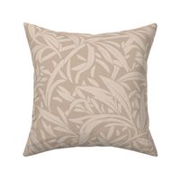 Abstract willow leaves in shades of neutral beige on a darker earthy brown beige - large scale