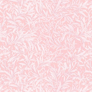 Abstract willow leaves in shades of light pink on a darker pink - medium scale