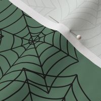 Halloween Spider Web Artichoke Green 