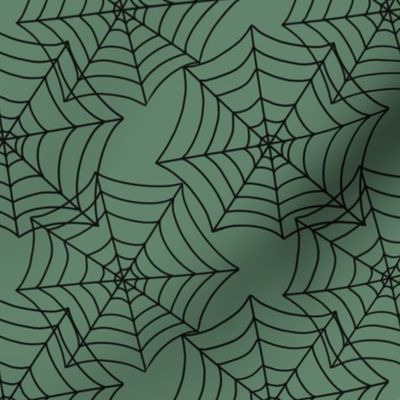 Halloween Spider Web Artichoke Green 