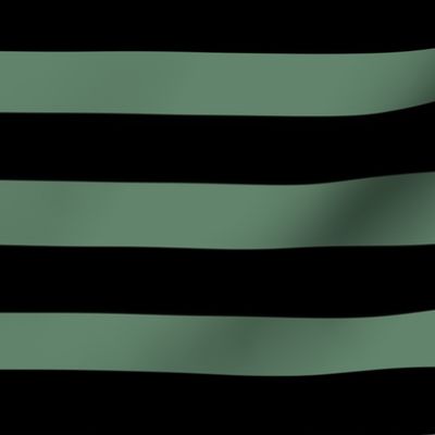 Halloween Stripes Black Artichoke Green