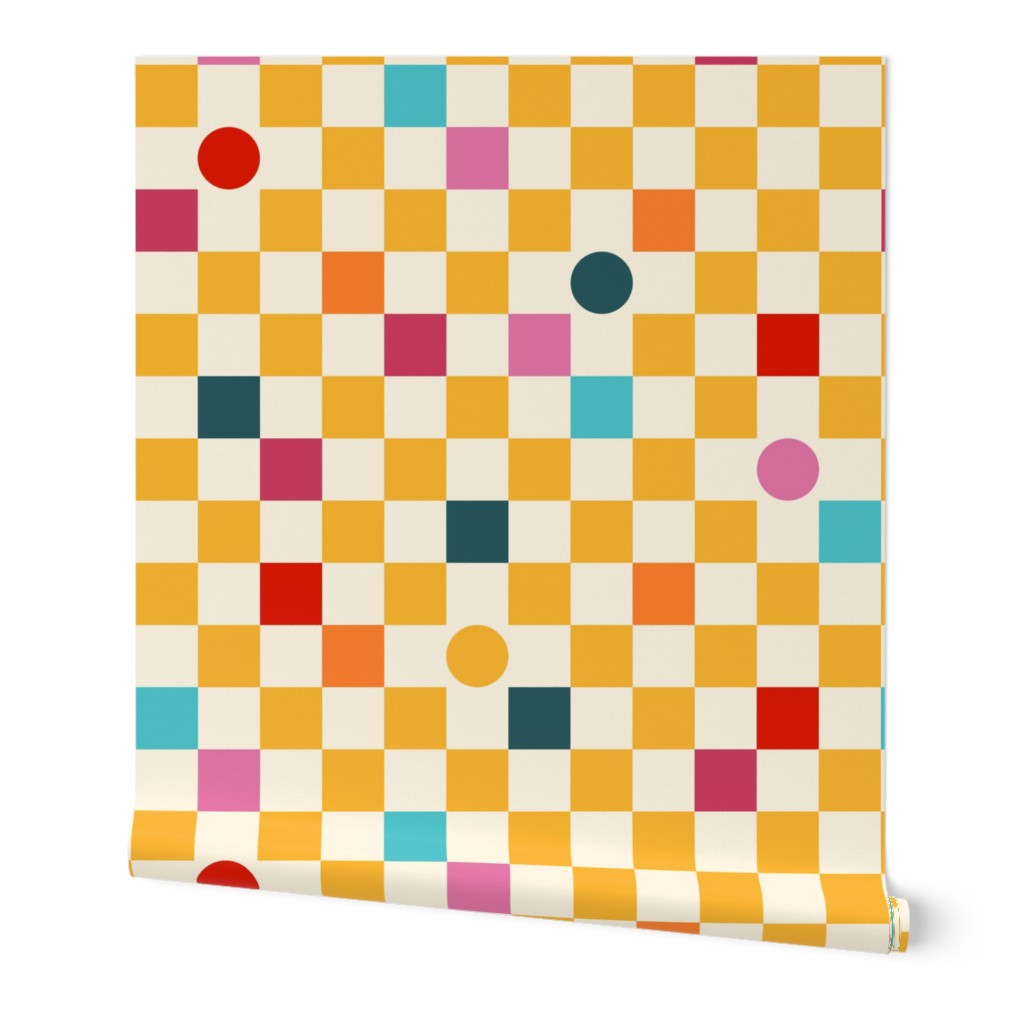Fun colorful Checker, bright checkerboard