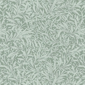 Abstract willow leaves in shades of light green on a darker green - medium scale