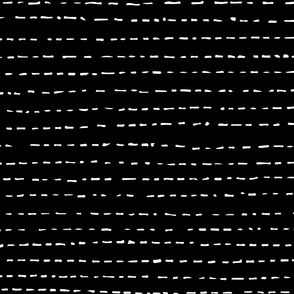 Black and White Horizontal Dashed Lines in sketchy style in White on Black