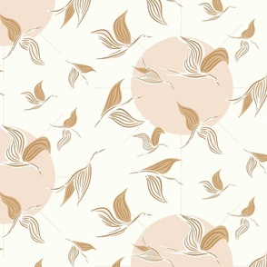 Migrating birds  - ivory, off white, yellow gold and blush  // Big scale