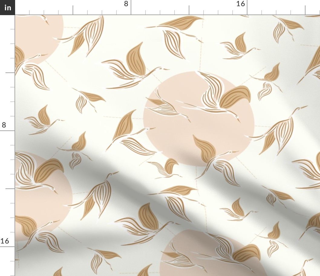 Migrating birds  - ivory, off white, yellow gold and blush  // Big scale