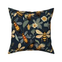 art nouveau botanical bees inspired by modigliani