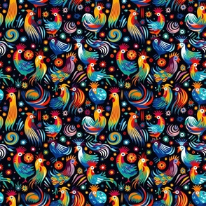 Vibrant Whimsical Chickens Pattern
