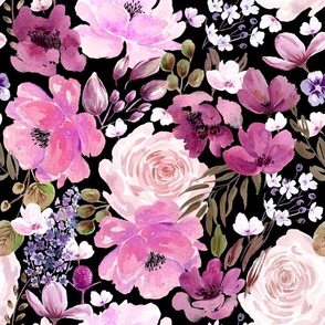 Floral chaos Pink and Black L