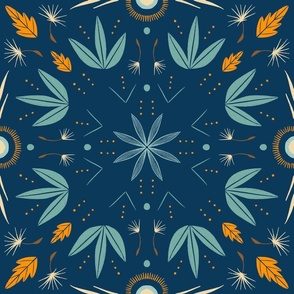 Symmetrical Woodland Floral (navy blue)