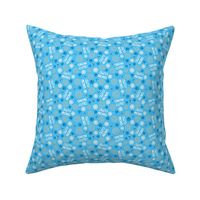Small Scale Snow Cute! Winter Snowflakes and Paw Prints in Blue
