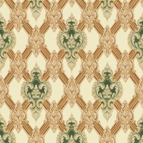 1910 Vintage Lattice Damask - Original Colors