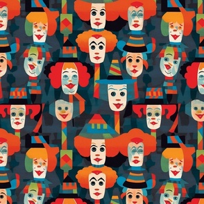 all the cubism clowns at the circus inspired by modigliani