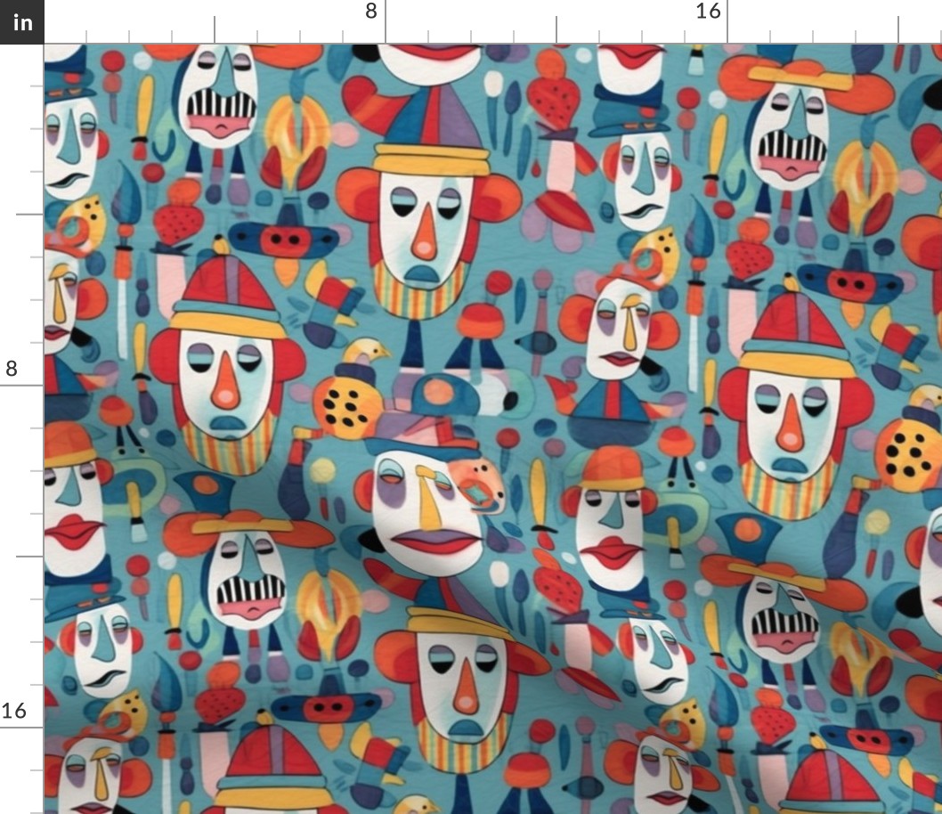 modigliani inspired cubism clowns