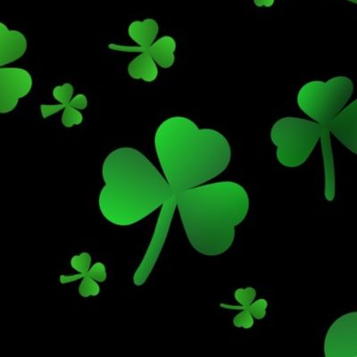 Happy St Paddy's Day with Celtic Symbols with Shamrocks on Black