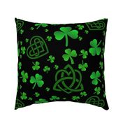 Happy St Paddy's Day with Celtic Symbols with Shamrocks on Black