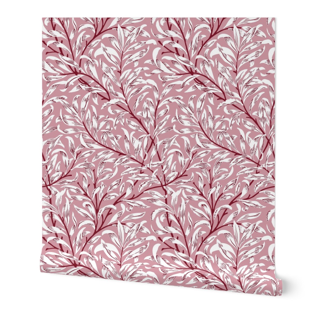 1887 "Willow Bough" by William Morris in Burgundy Monochrome - Coordinate