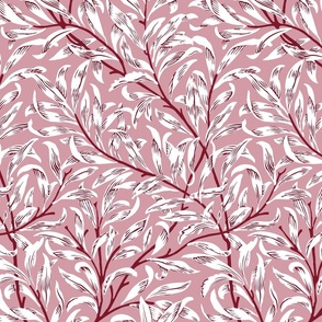 1887 "Willow Bough" by William Morris in Burgundy Monochrome - Coordinate