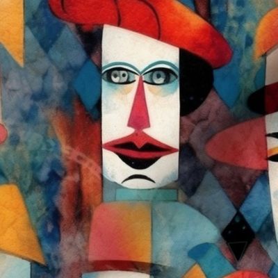 cubism clowns inspired by modigliani
