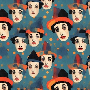 portraits of cubism clowns inspired by modigliani