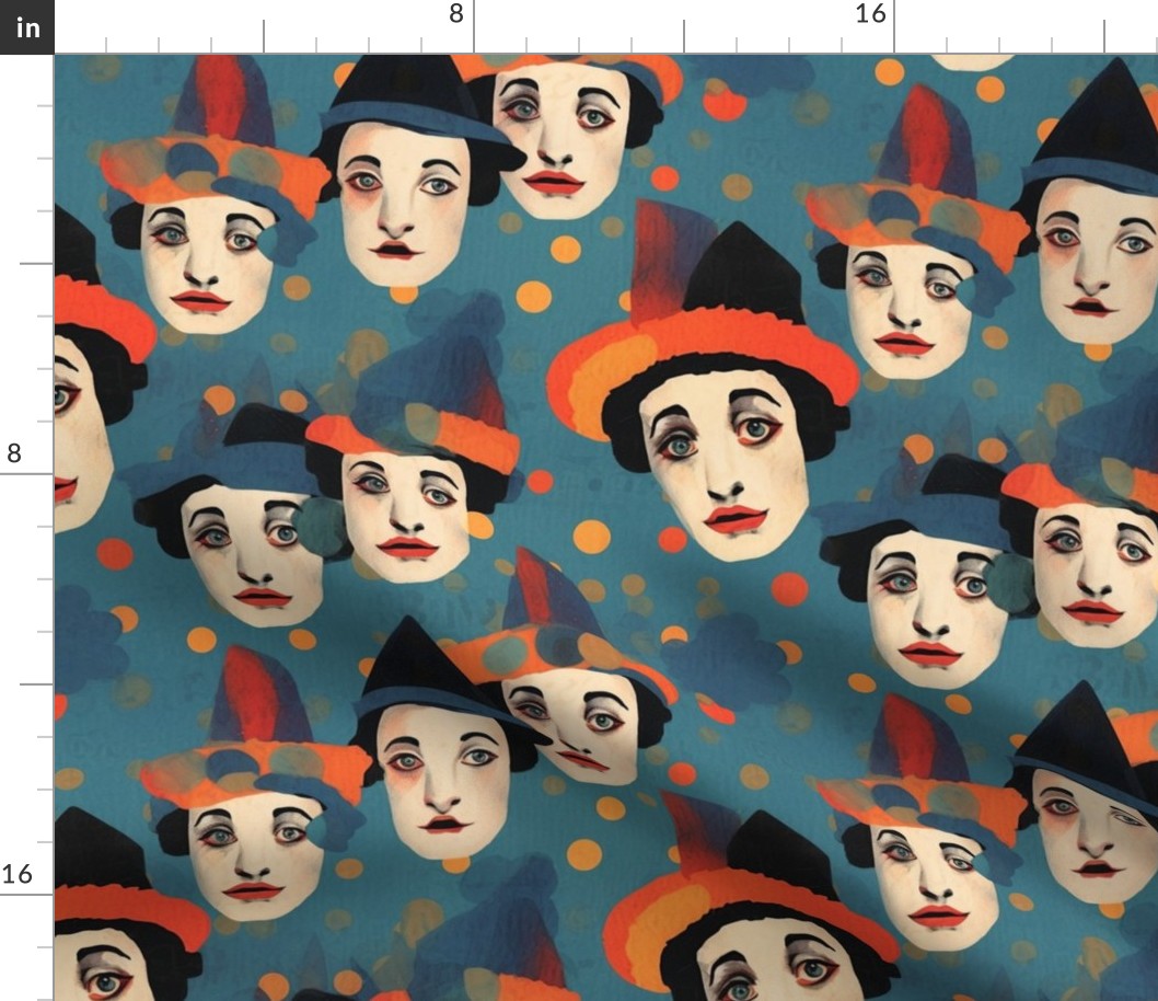 portraits of cubism clowns inspired by modigliani