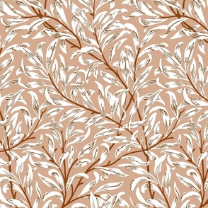 1887 "Willow Bough" by William Morris in Leather Brown Monochrome - Coordinate