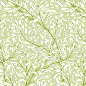 1887 "Willow Bough" by William Morris in Titanite Green Monochrome - Coordinate