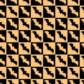 bats checkerboard 2 black and pastel orange