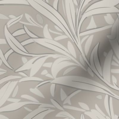 Abstract willow leaves in shades of neutral beige on a darker earthy beige - large scale