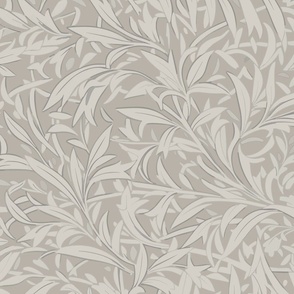 Abstract willow leaves in shades of neutral beige on a darker earthy beige - large scale