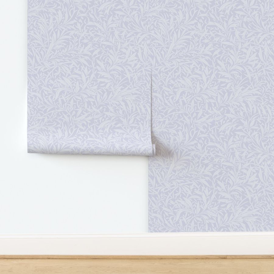 William Morris inspired  abstract willow leaves in shades of pastel lavender on  lilac - medium scale