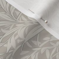 Abstract willow leaves in shades of neutral beige on a darker earthy beige - medium scale