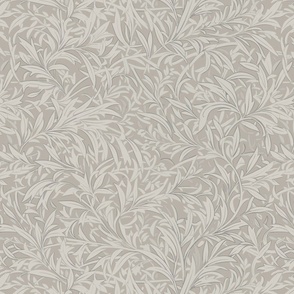 Abstract willow leaves in shades of neutral beige on a darker earthy beige - medium scale