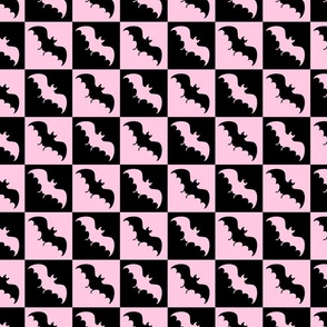 bats checkerboard 2 black and pastel pink