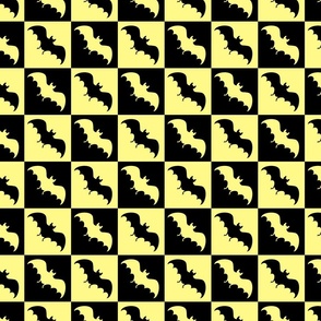 bats checkerboard 2 black and pastel yellow