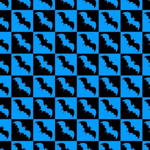 bats checkerboard 2 black and bright blue