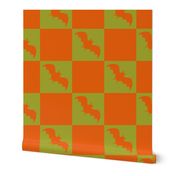 bats checkerboard 70s green and burnt orange