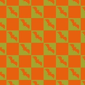 bats checkerboard 70s green and burnt orange