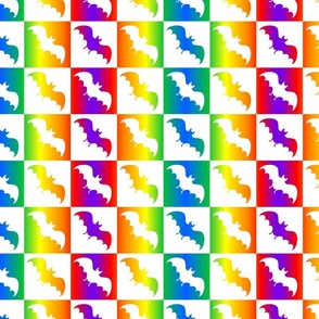 bats checkerboard 2 white and rainbow