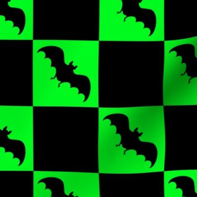 bats checkerboard black and neon green