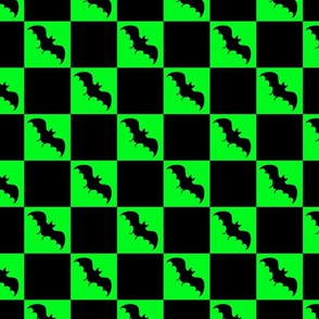 bats checkerboard black and neon green